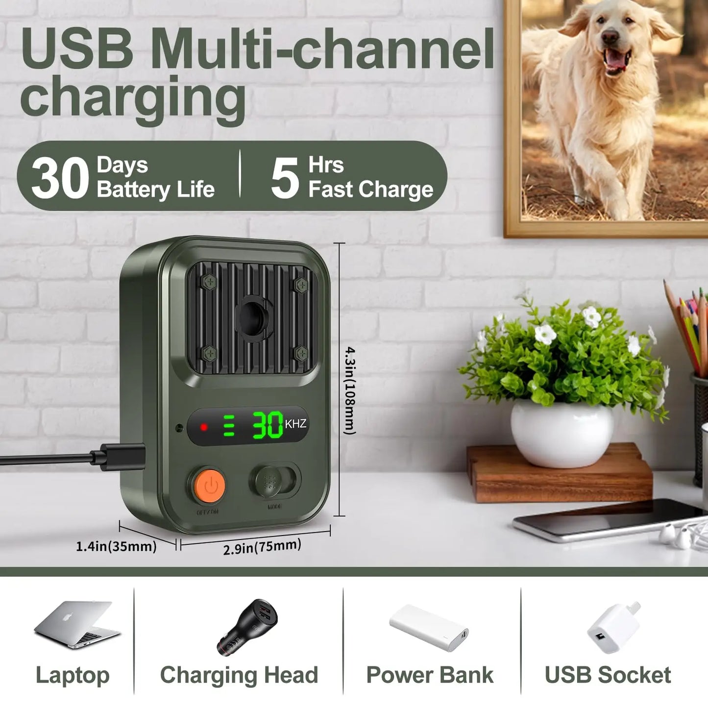 Rechargeable Anti Barking Device – 3 Mode Ultrasonic Dog Bark Deterrent - Top Dogg Brand