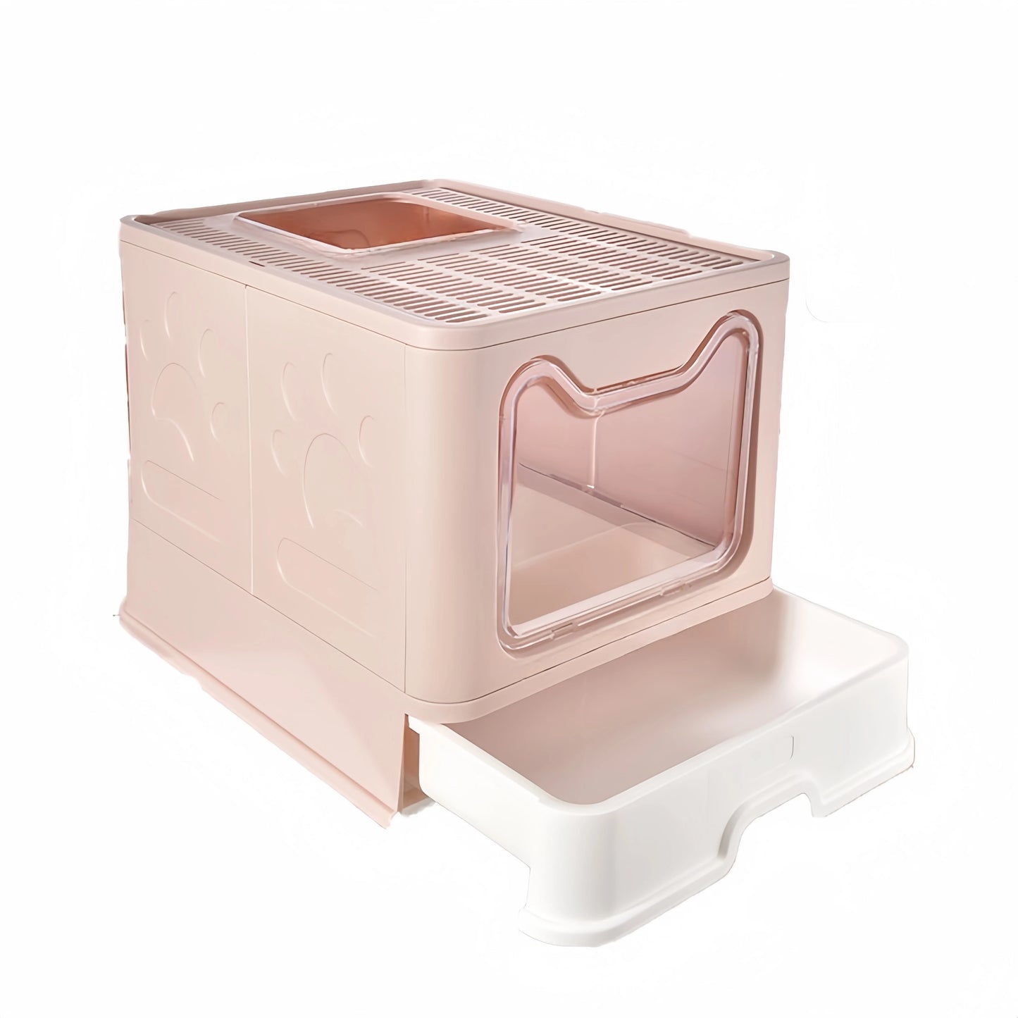 Foldable Cat Litter Box with Drawer & Scooper – Space-Saving, Easy-Clean Design - Top Dogg Brand