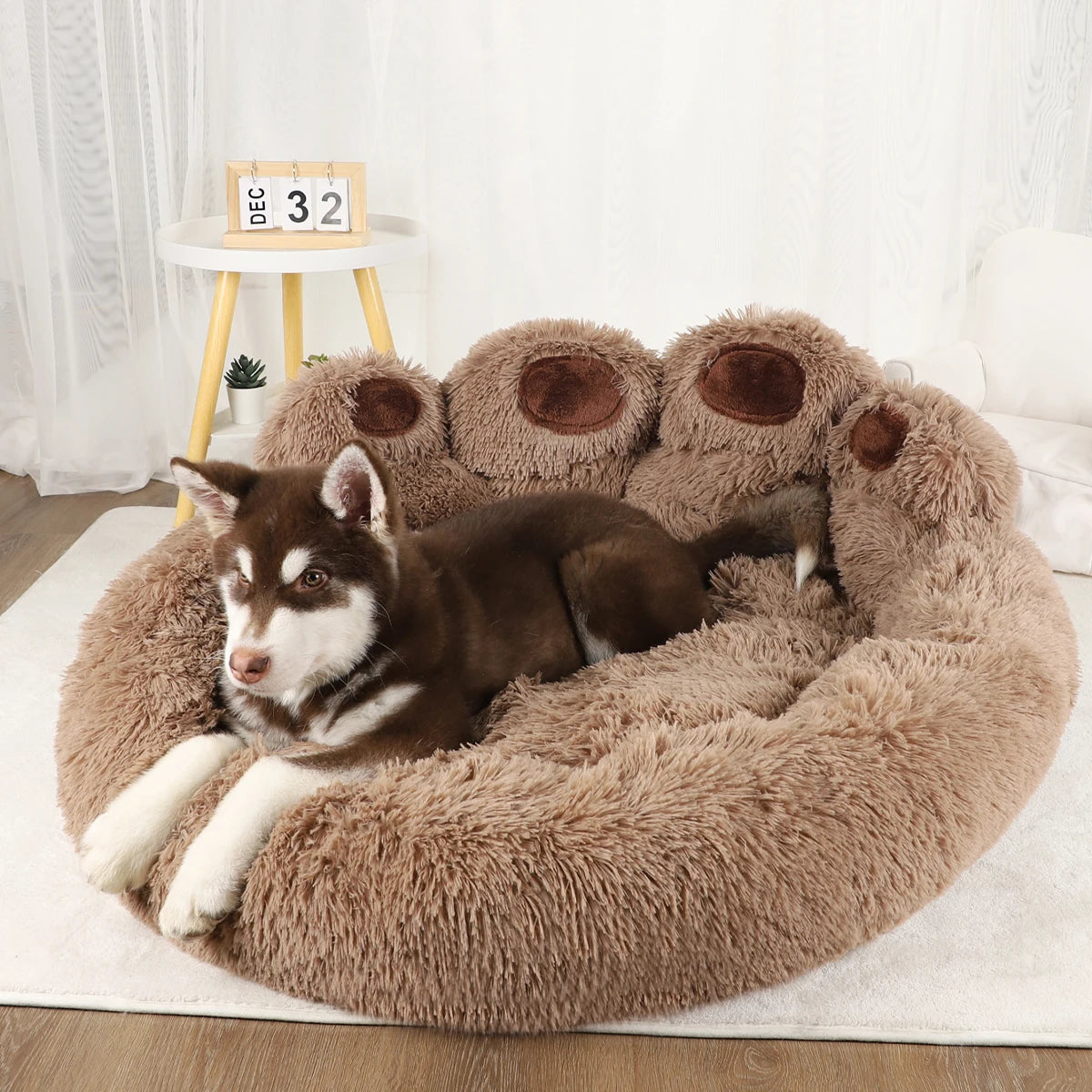 Fluffy Plush Dog Bed – Ultra-Soft Round Pet Sofa for Small to Large Dogs & Cats - Top Dogg Brand