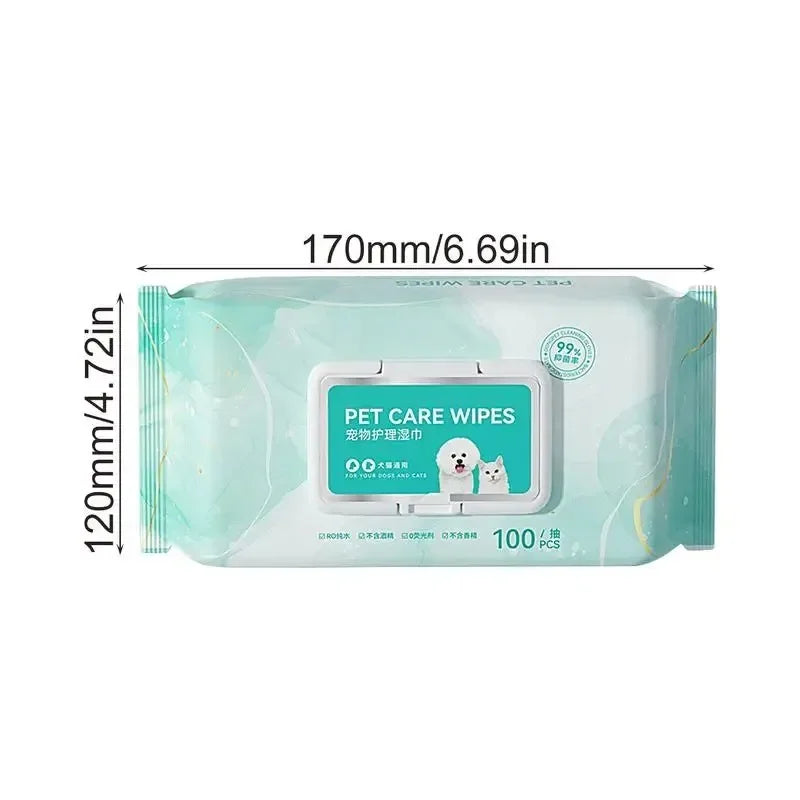 100PCS Pet Cleaning Wipes – Safe & Gentle Deodorizing Wipes for Dogs and Cats - Top Dogg Brand