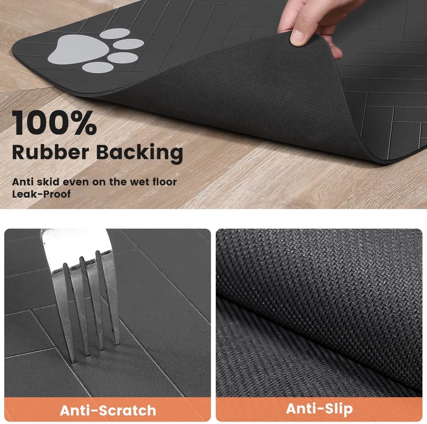 Absorbent Pet Feeding Mat for Food & Water Bowls – Waterproof Rubber Backing, - Top Dogg Brand