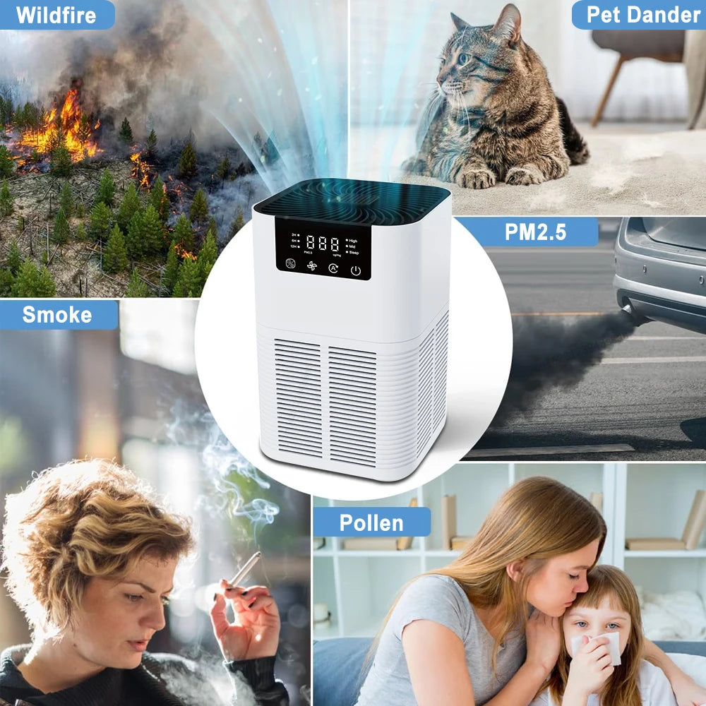 Portable HEPA Air Purifier – Desktop Air Cleaner for Allergies, Pet Hair, Smokers - Top Dogg Brand