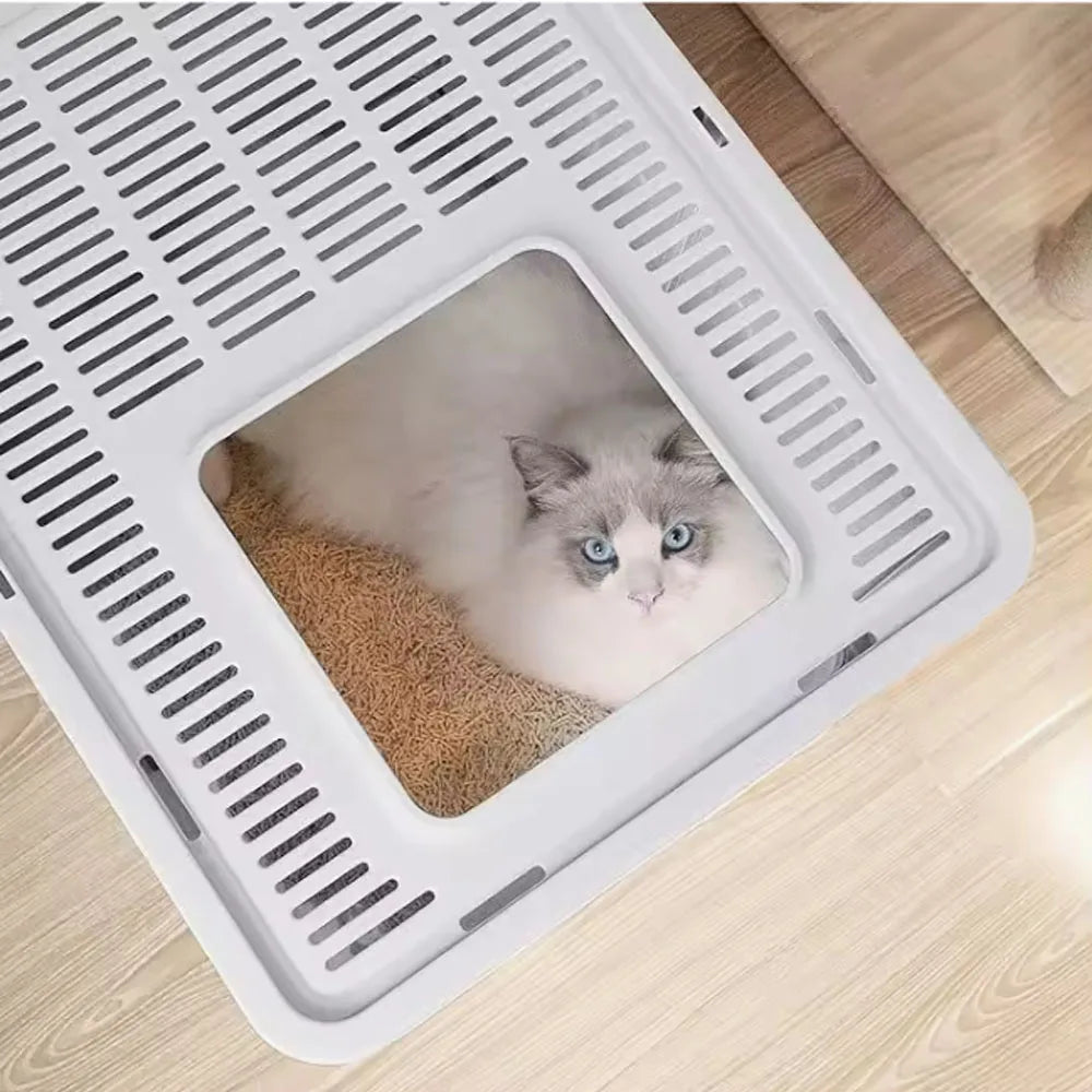 Foldable Cat Litter Box with Drawer & Scooper – Space-Saving, Easy-Clean Design - Top Dogg Brand