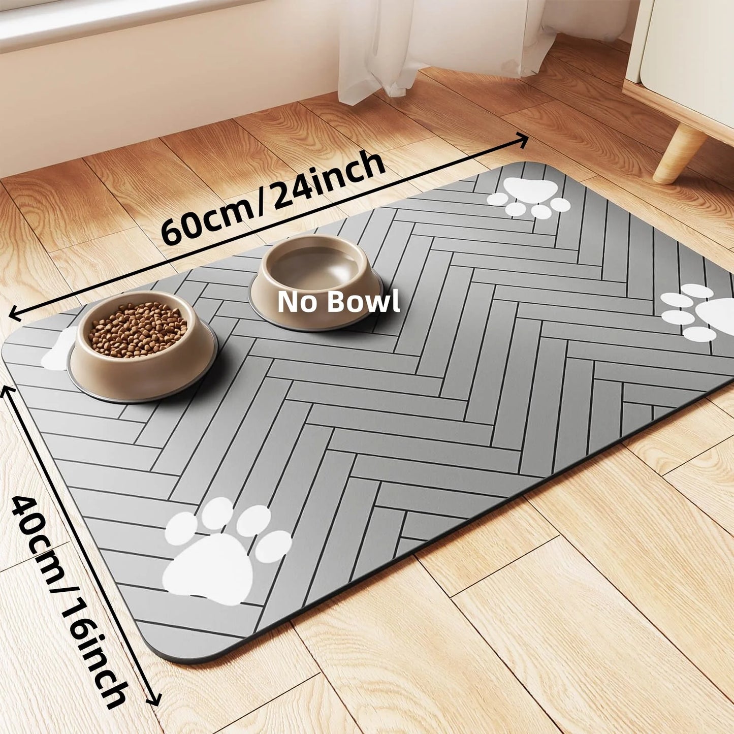 Absorbent Pet Feeding Mat for Food & Water Bowls – Waterproof Rubber Backing, - Top Dogg Brand