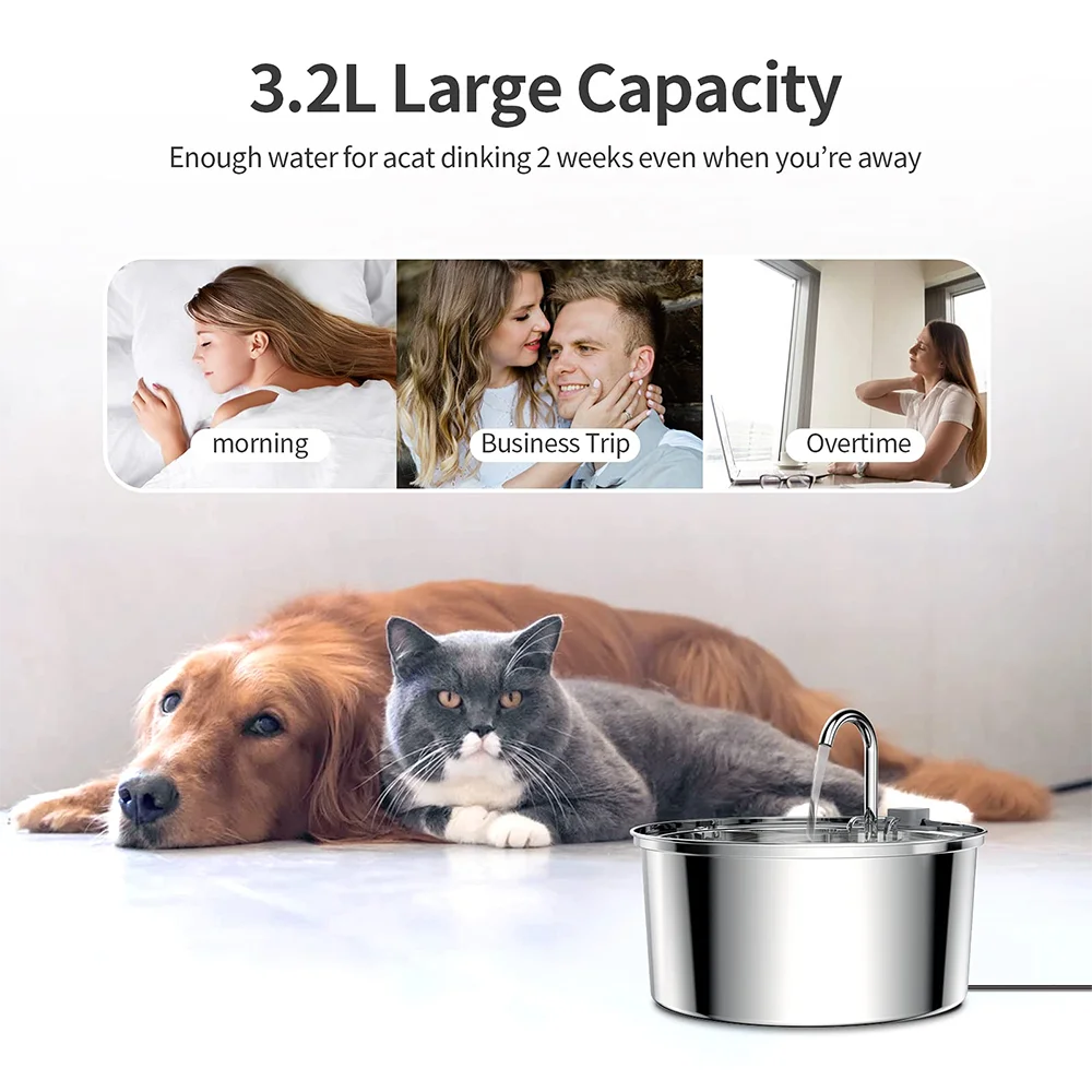 3L Automatic Stainless Steel Pet Water Fountain - Top Dogg Brand