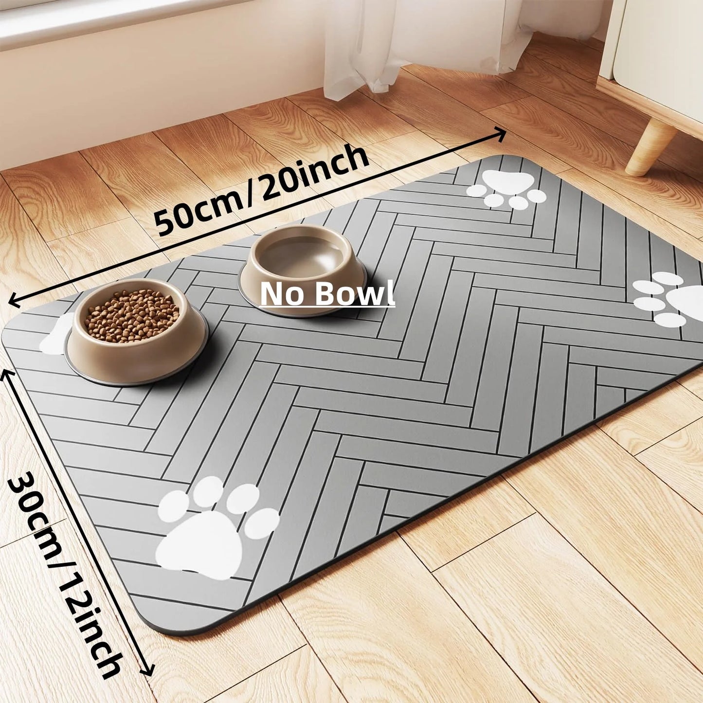Absorbent Pet Feeding Mat for Food & Water Bowls – Waterproof Rubber Backing, - Top Dogg Brand