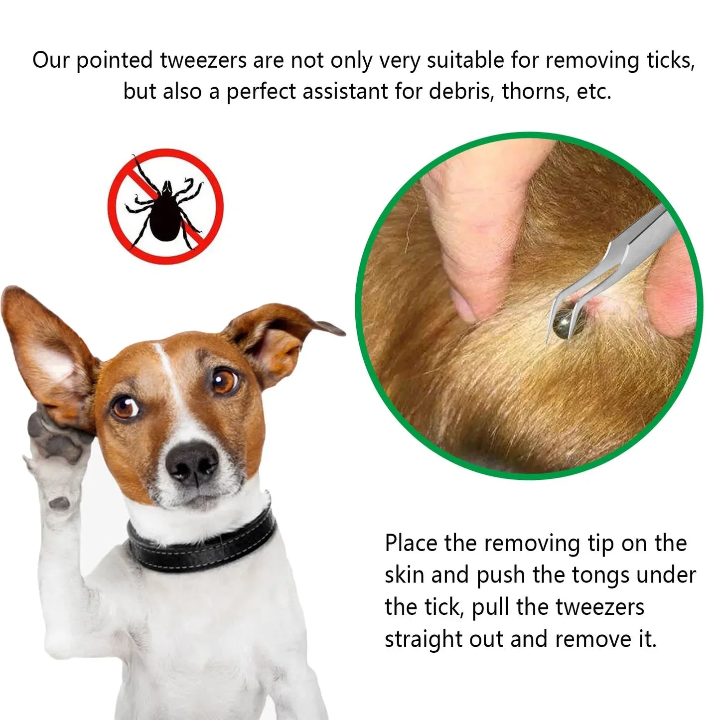 Stainless Steel Tick & Flea Remover Tool for Dogs & Cats – Safe, Painless Pet Grooming Tweezers - Top Dogg Brand