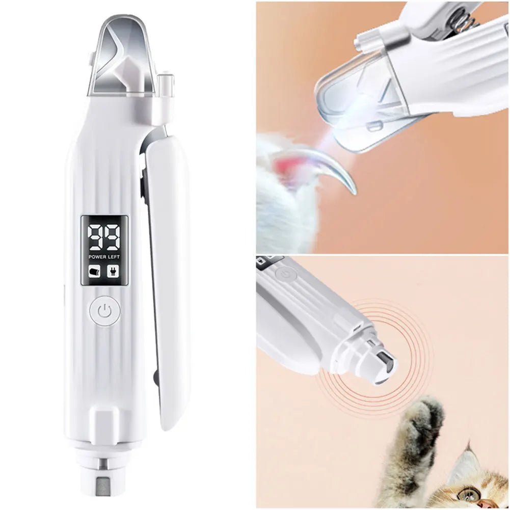 2-in-1 Electric Pet Nail Trimmer & Grinder with LED Lights - Top Dogg Brand