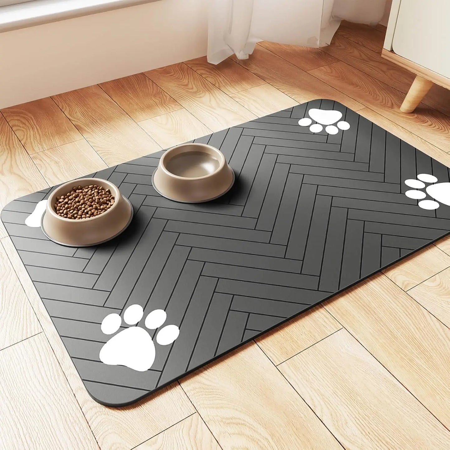 Absorbent Pet Feeding Mat for Food & Water Bowls – Waterproof Rubber Backing, - Top Dogg Brand