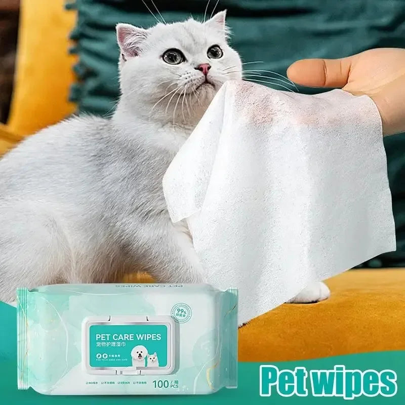 100PCS Pet Cleaning Wipes – Safe & Gentle Deodorizing Wipes for Dogs and Cats - Top Dogg Brand