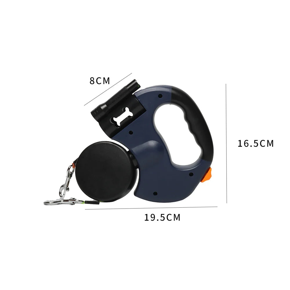 Automatic Retractable Dual Dog Leash with Built-In Flashlight - Top Dogg Brand
