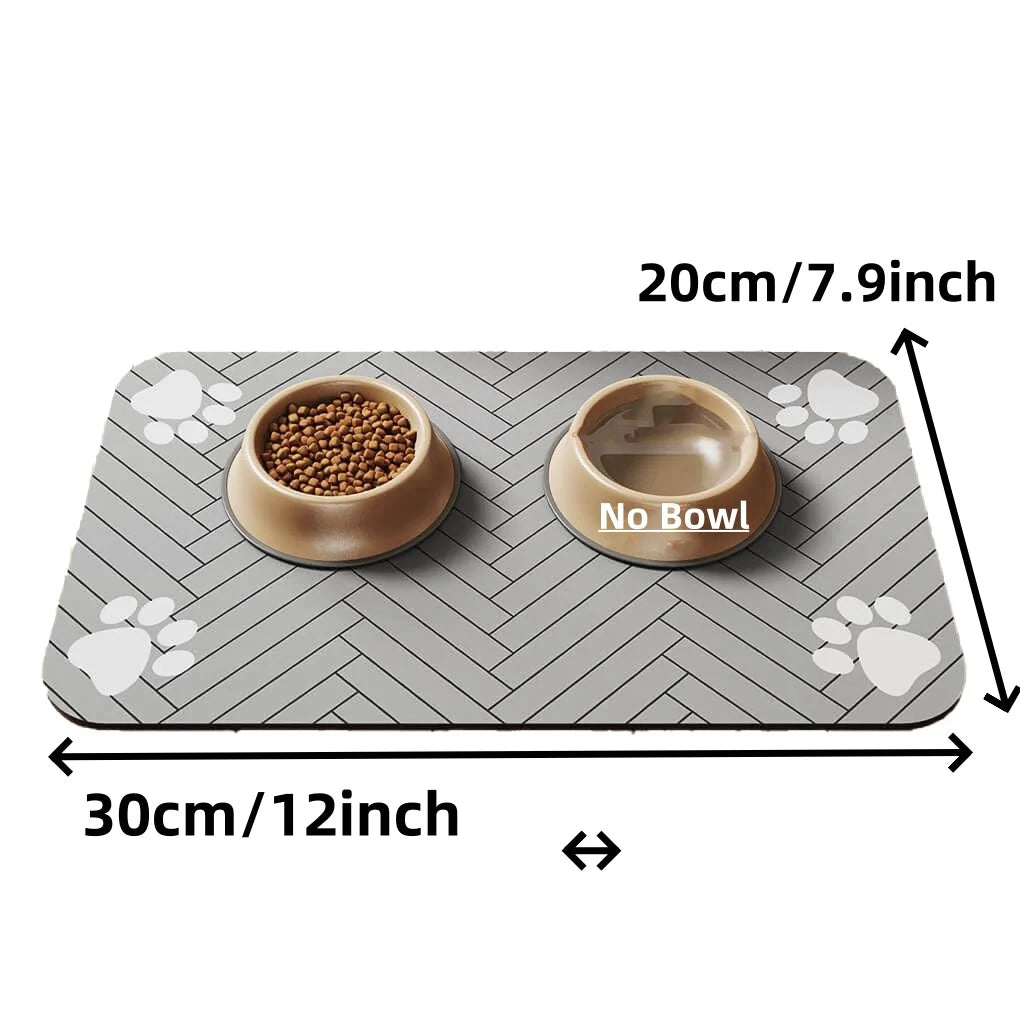 Absorbent Pet Feeding Mat for Food & Water Bowls – Waterproof Rubber Backing, - Top Dogg Brand