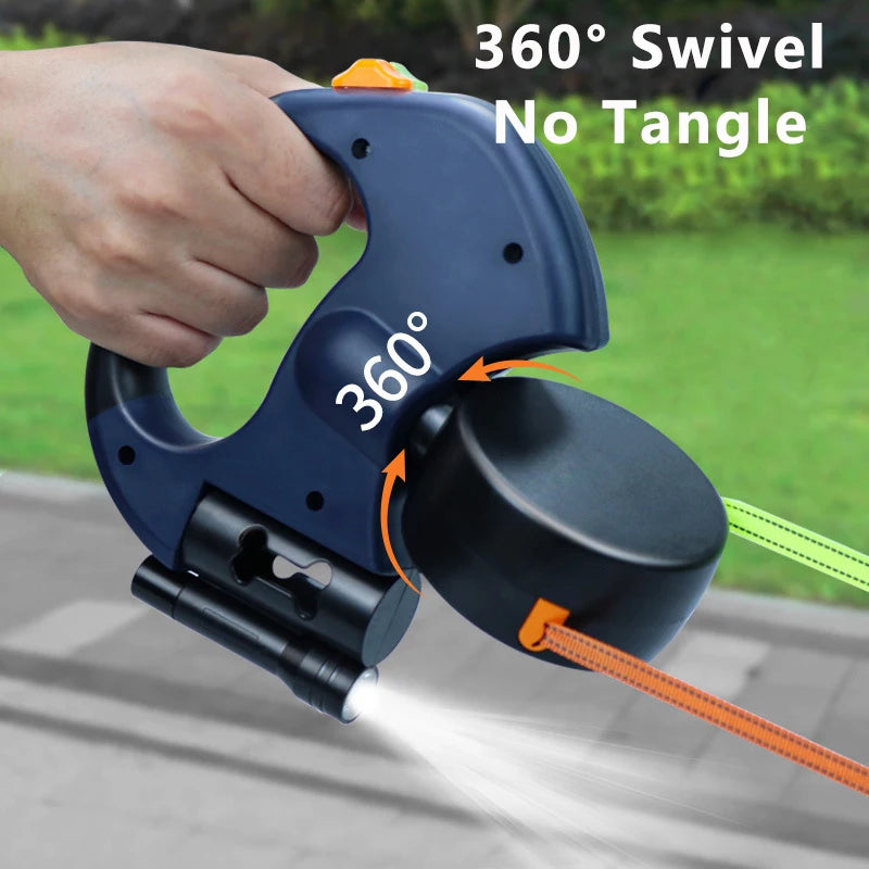Automatic Retractable Dual Dog Leash with Built-In Flashlight - Top Dogg Brand
