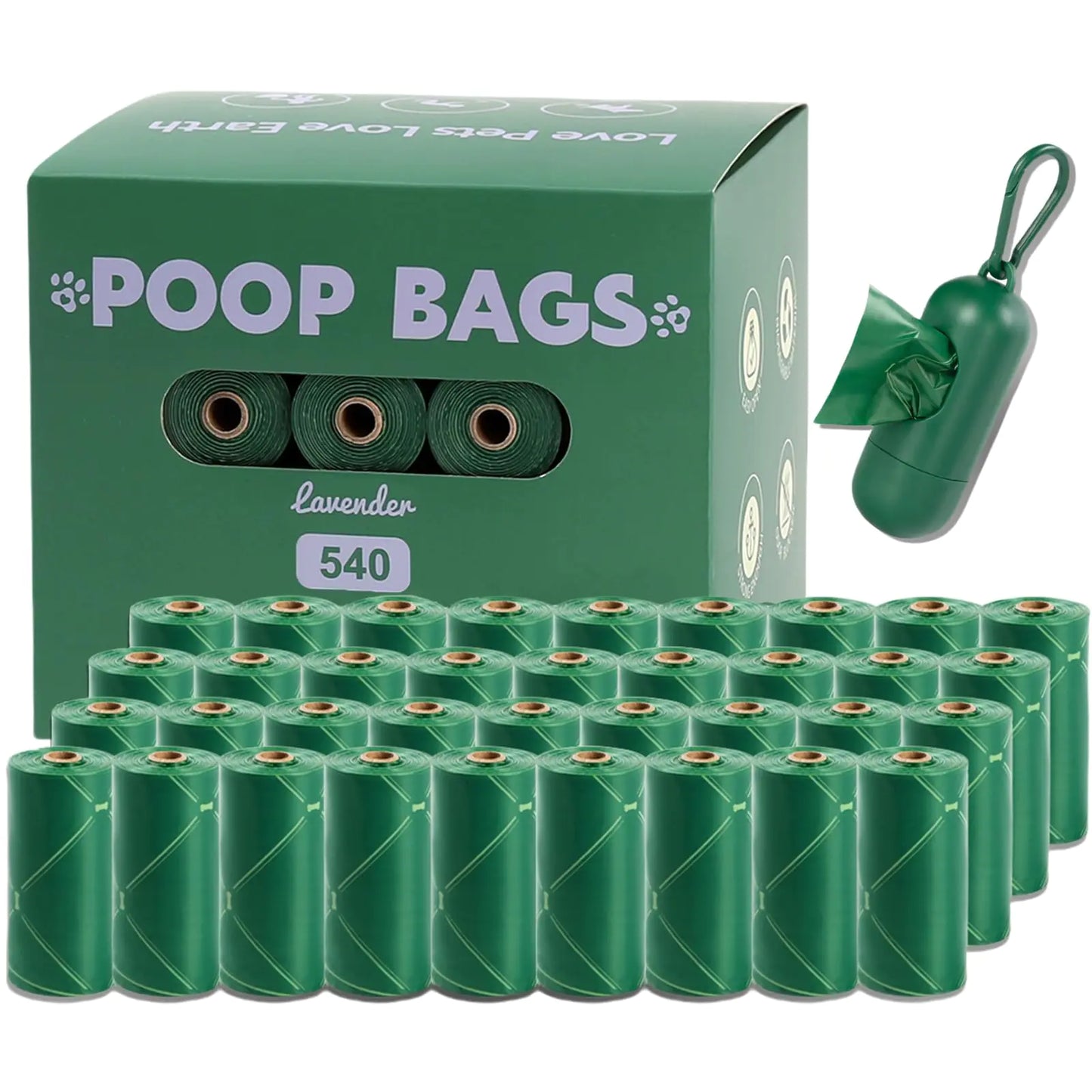 Dog Poop Waste Bags with Dispenser – 540 Count, Extra Thick & Leak-Proo - Top Dogg Brand
