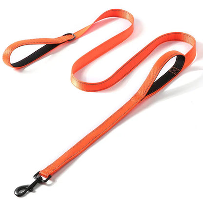 Heavy-Duty Double Handle Dog Leash – Reflective Nylon Lead for Training, Control & Safe Walks - Top Dogg Brand