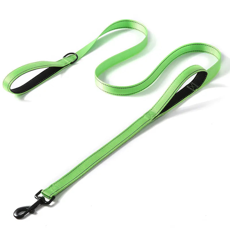 Heavy-Duty Double Handle Dog Leash – Reflective Nylon Lead for Training, Control & Safe Walks - Top Dogg Brand