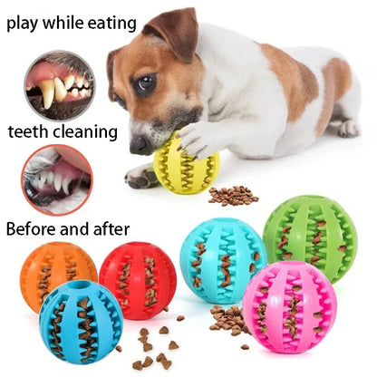 Natural Rubber Dog Chew Toy – 5cm Treat Dispensing Ball for Dental Cleaning & Interactive Play - Top Dogg Brand