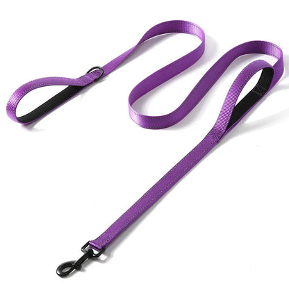 Heavy-Duty Double Handle Dog Leash – Reflective Nylon Lead for Training, Control & Safe Walks - Top Dogg Brand