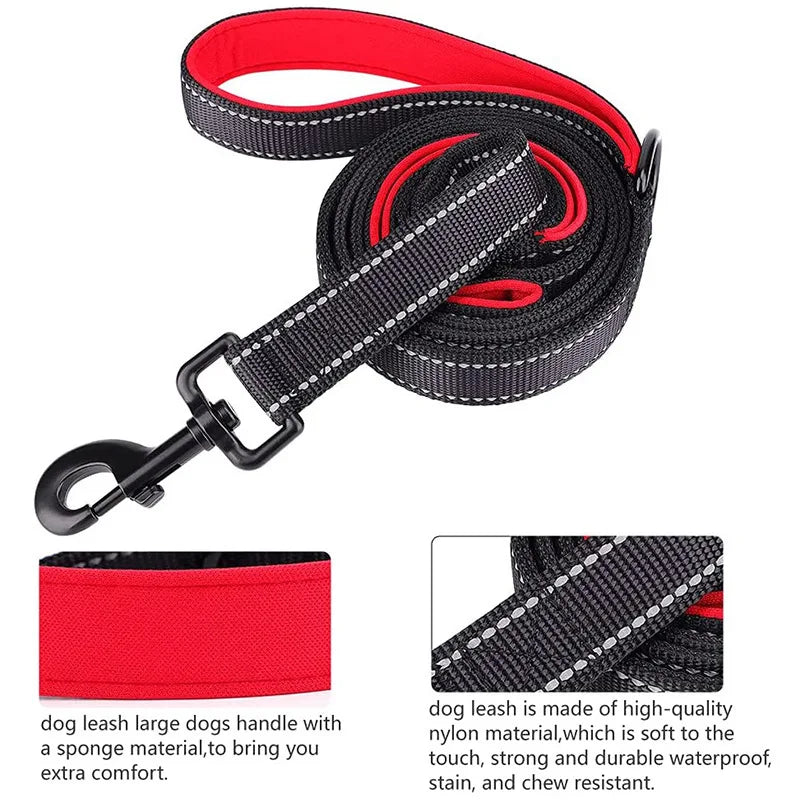 Heavy-Duty Double Handle Dog Leash – Reflective Nylon Lead for Training, Control & Safe Walks - Top Dogg Brand