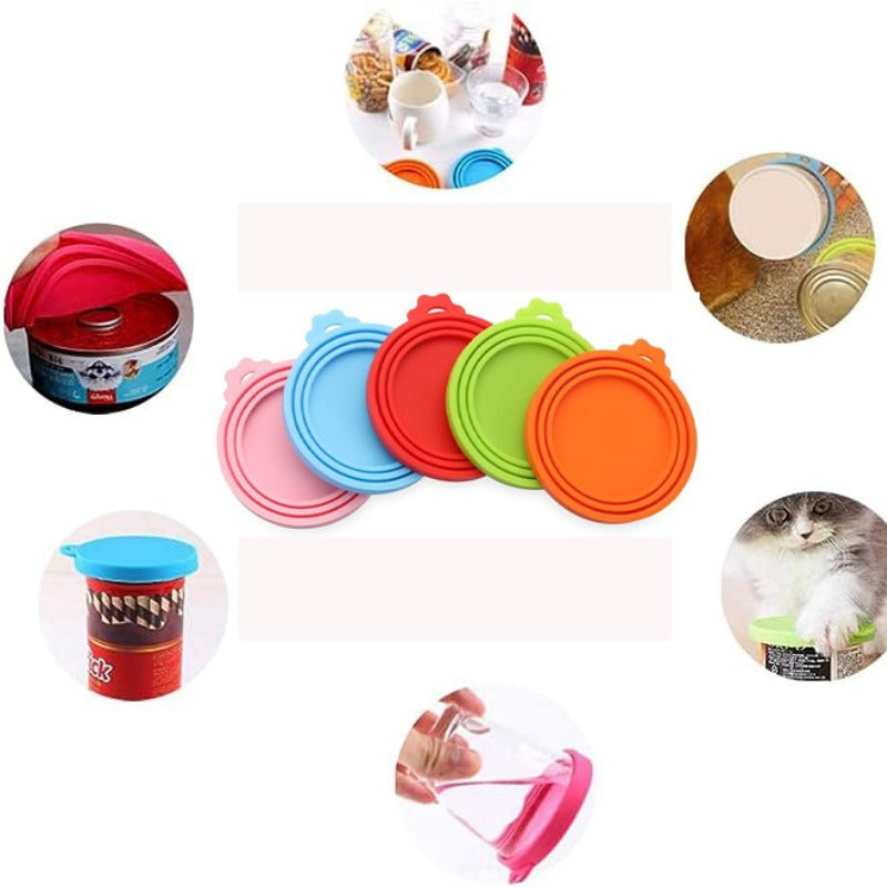 2pcs/set Reusable Pet Food Can Cover Silicone Dogs Cats Storage Tin Cap Lid Seal Cover with Spoon - Top Dogg Brand
