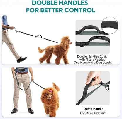 Hands-Free Double Dog Leash with Waist Belt & Pouch - Top Dogg Brand