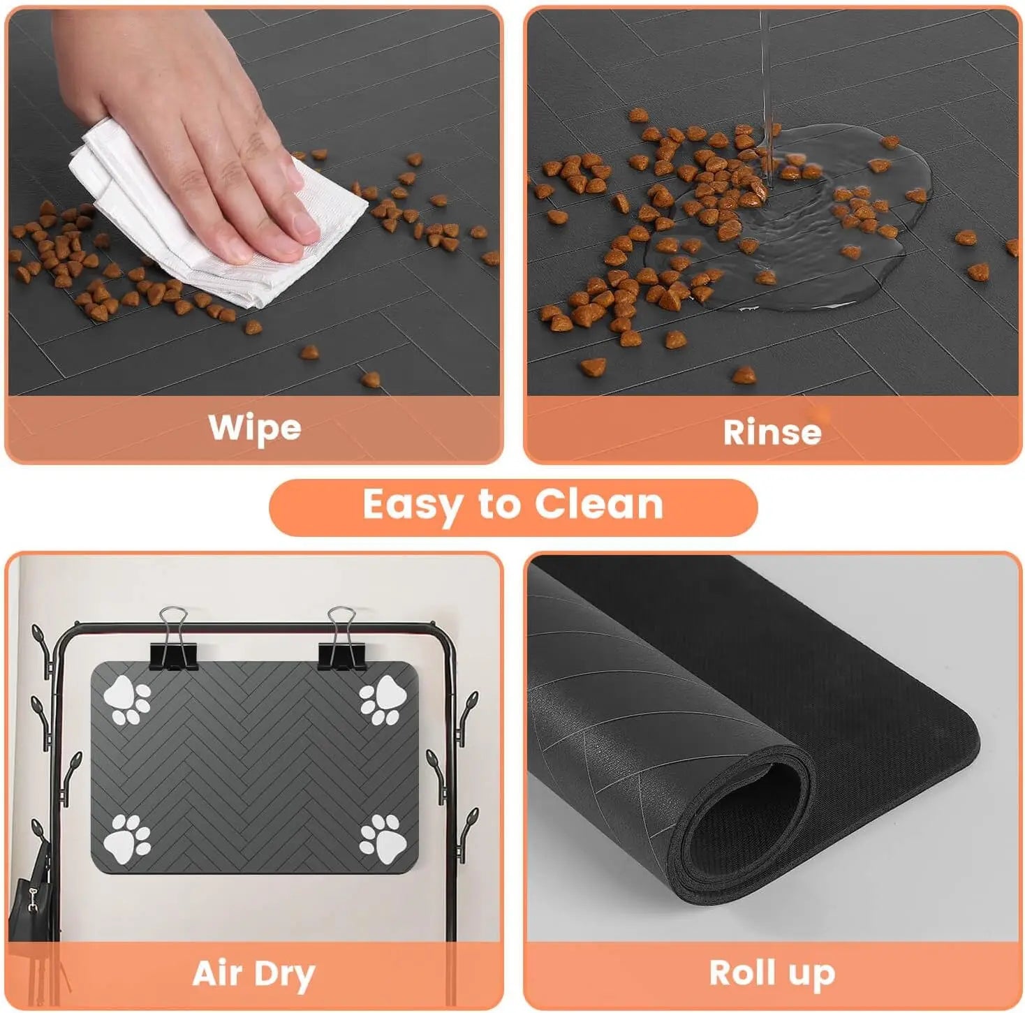 Absorbent Pet Feeding Mat for Food & Water Bowls – Waterproof Rubber Backing, - Top Dogg Brand