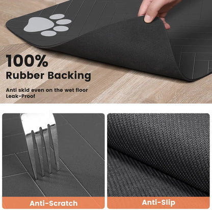 Absorbent Pet Feeding Mat for Food & Water Bowls – Waterproof Rubber Backing, - Top Dogg Brand
