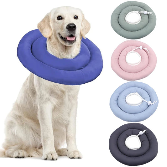 Elizabethan Collar For Dogs Adjustable Neck Drawstring Waterprof Protective Donut Collar Prevent Biting & Scratching - Top Dogg Brand
