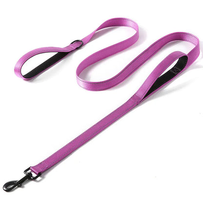 Heavy-Duty Double Handle Dog Leash – Reflective Nylon Lead for Training, Control & Safe Walks - Top Dogg Brand