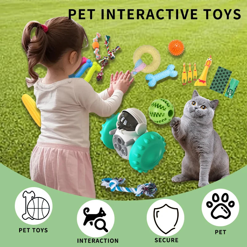 18-Pack Dog Toy Set – Squeaky Toys, Chew Ropes, Food Dispensers & Training Toys - Top Dogg Brand