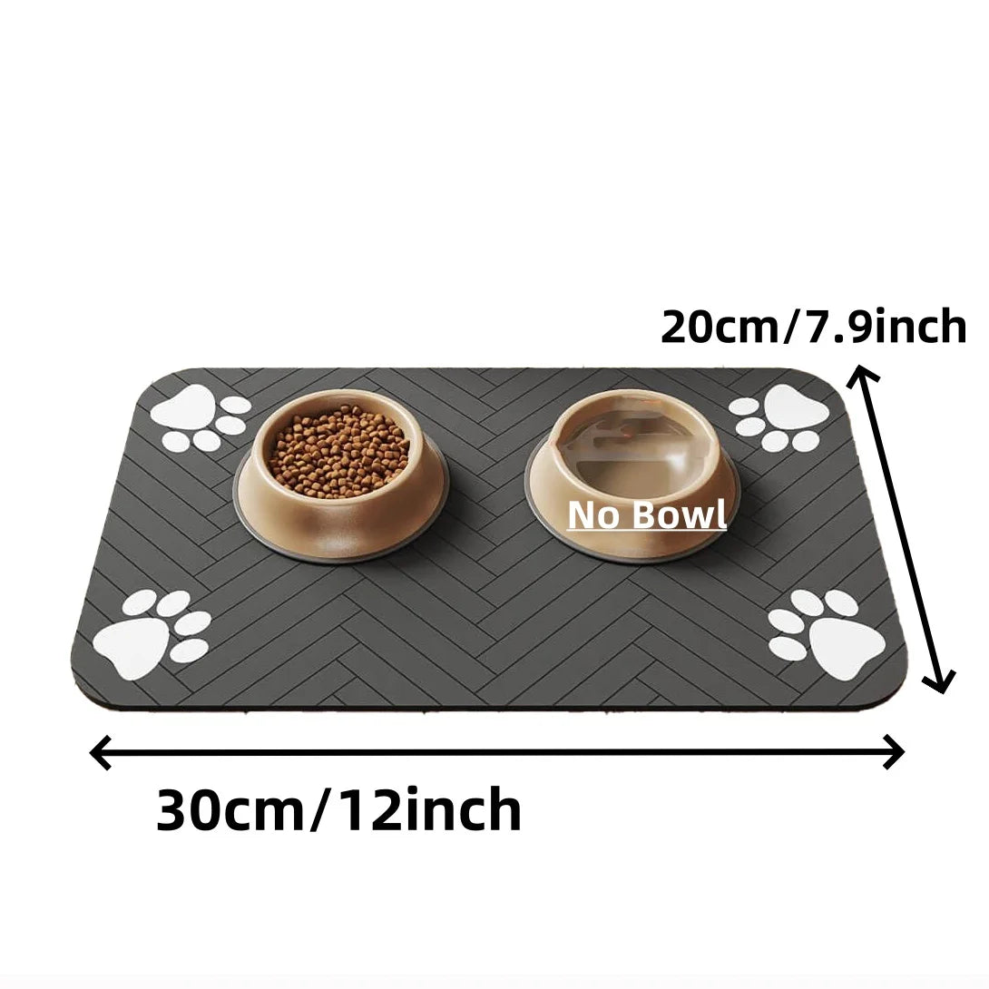 Absorbent Pet Feeding Mat for Food & Water Bowls – Waterproof Rubber Backing, - Top Dogg Brand
