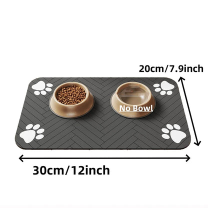 Absorbent Pet Feeding Mat for Food & Water Bowls – Waterproof Rubber Backing, - Top Dogg Brand