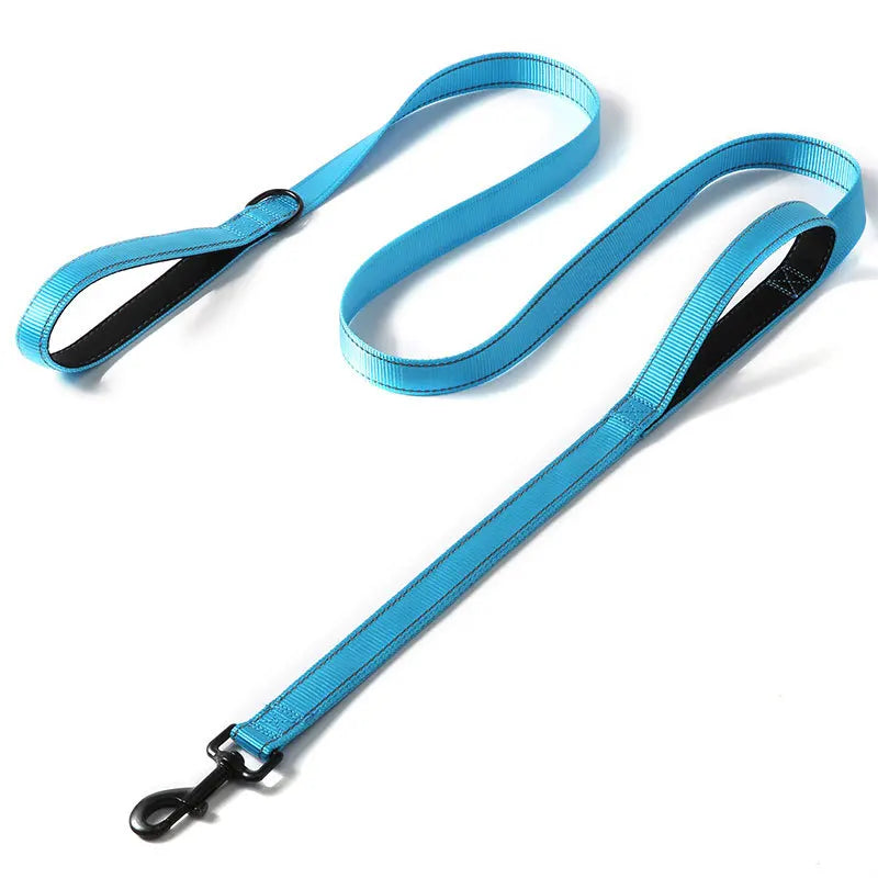Heavy-Duty Double Handle Dog Leash – Reflective Nylon Lead for Training, Control & Safe Walks - Top Dogg Brand
