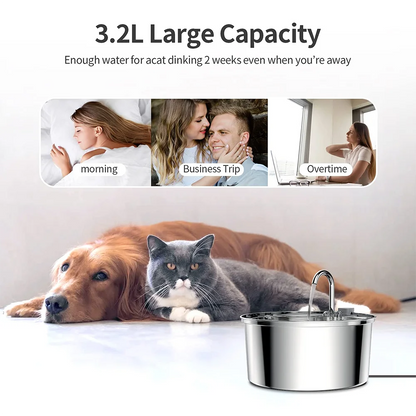 3L Automatic Stainless Steel Pet Water Fountain - Top Dogg Brand