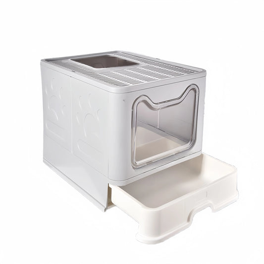 Foldable Cat Litter Box with Drawer & Scooper – Space-Saving, Easy-Clean Design - Top Dogg Brand