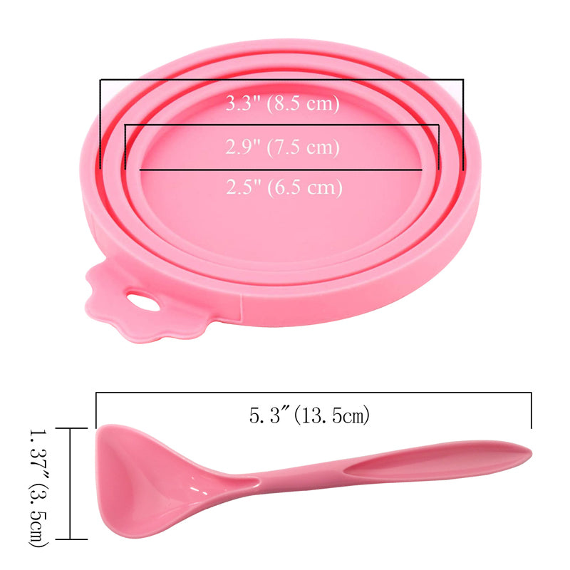 2pcs/set Reusable Pet Food Can Cover Silicone Dogs Cats Storage Tin Cap Lid Seal Cover with Spoon - Top Dogg Brand