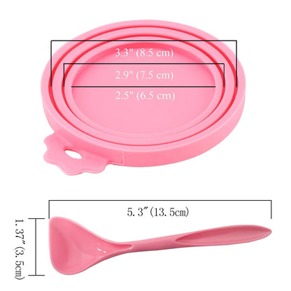 2pcs/set Reusable Pet Food Can Cover Silicone Dogs Cats Storage Tin Cap Lid Seal Cover with Spoon - Top Dogg Brand