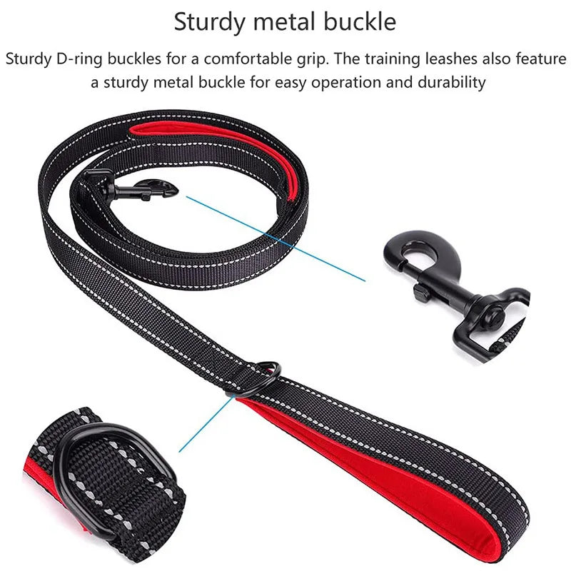 Heavy-Duty Double Handle Dog Leash – Reflective Nylon Lead for Training, Control & Safe Walks - Top Dogg Brand