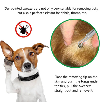 Stainless Steel Tick & Flea Remover Tool for Dogs & Cats – Safe, Painless Pet Grooming Tweezers - Top Dogg Brand
