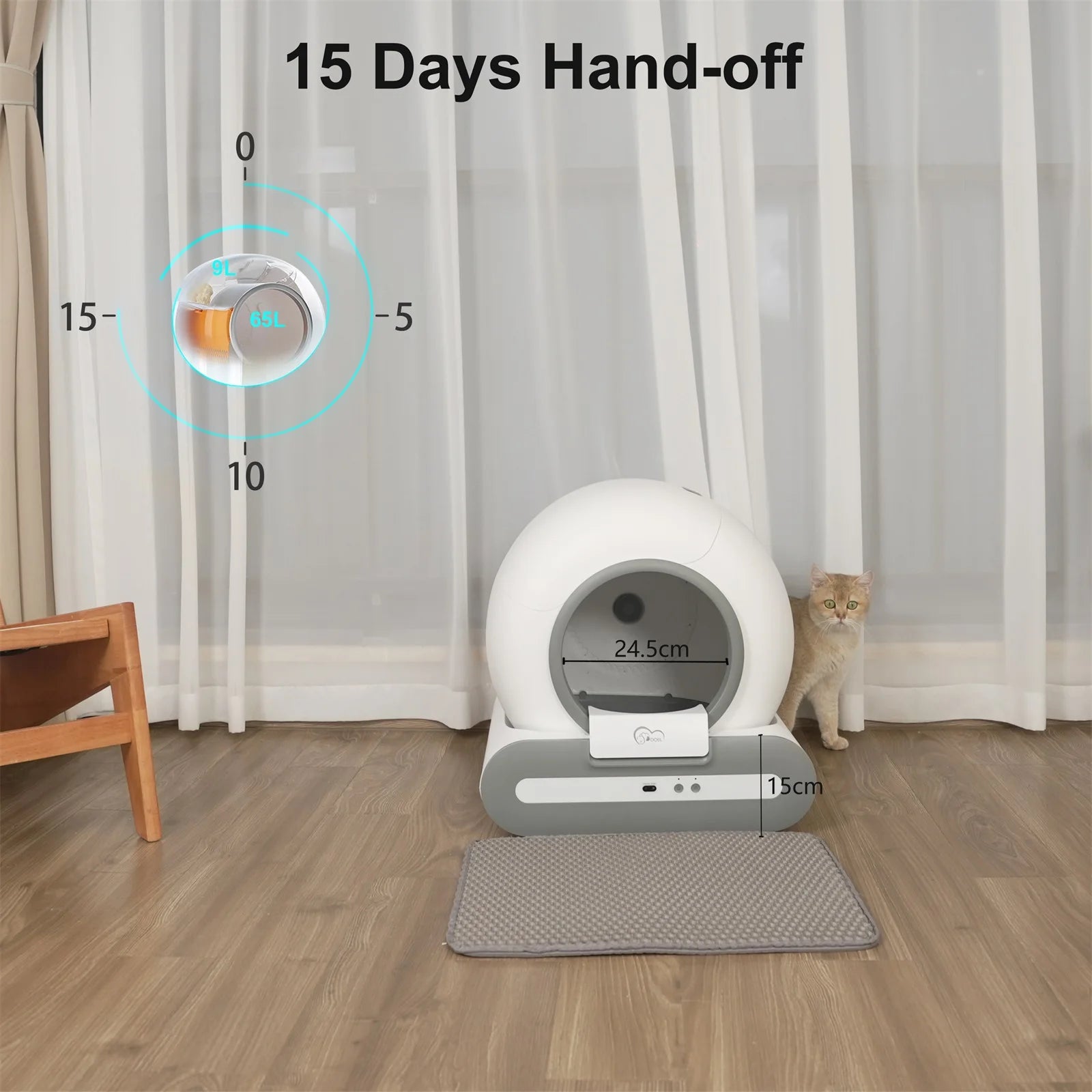 DOEL  Automatic Cat Litter Box Self Cleaning with App Control & Cat Litter Mat Smart Cat Toilet for Multiple Large Cats - Top Dogg Brand
