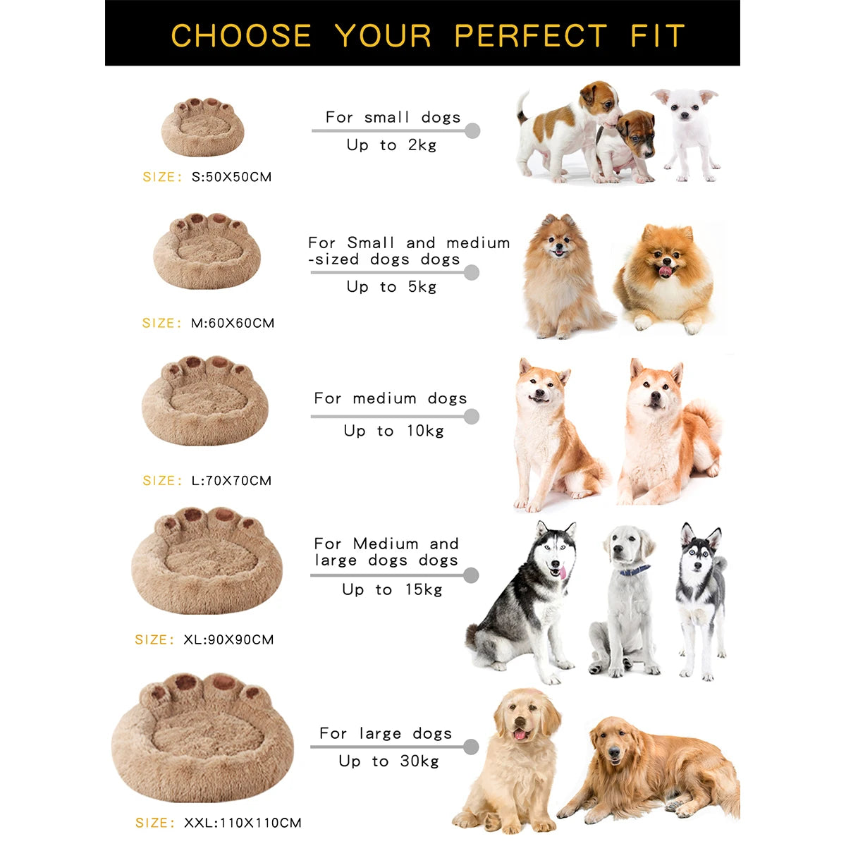 Fluffy Plush Dog Bed – Ultra-Soft Round Pet Sofa for Small to Large Dogs & Cats - Top Dogg Brand