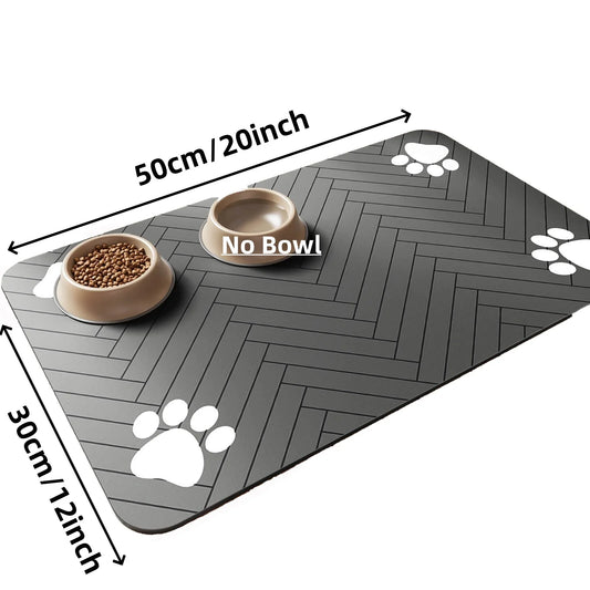 Absorbent Pet Feeding Mat for Food & Water Bowls – Waterproof Rubber Backing, - Top Dogg Brand