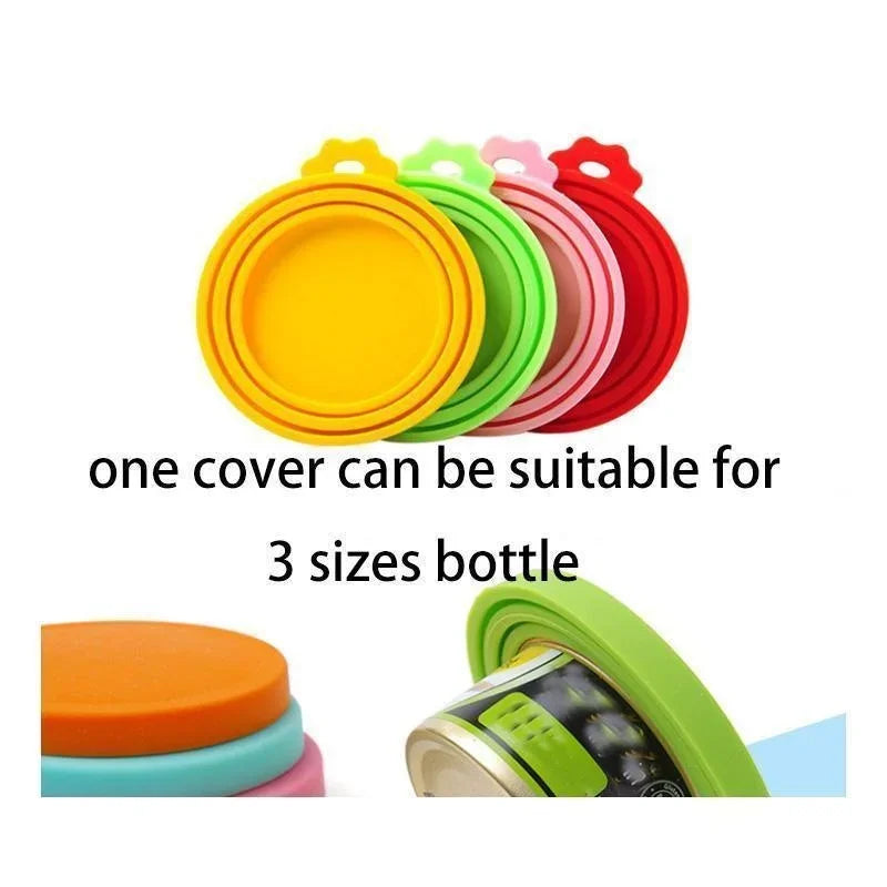 2pcs/set Reusable Pet Food Can Cover Silicone Dogs Cats Storage Tin Cap Lid Seal Cover with Spoon - Top Dogg Brand