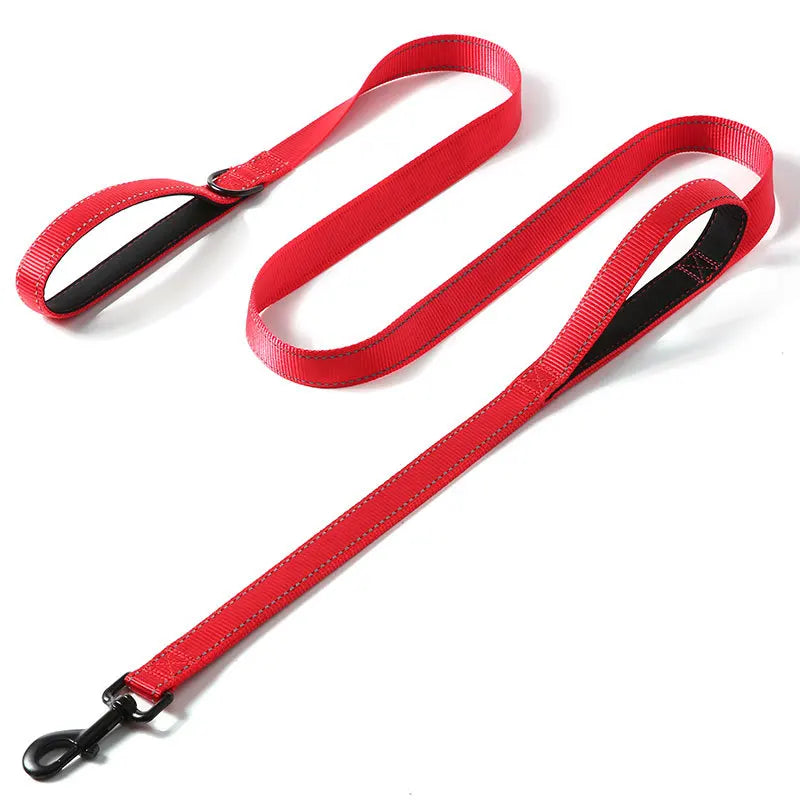 Heavy-Duty Double Handle Dog Leash – Reflective Nylon Lead for Training, Control & Safe Walks - Top Dogg Brand