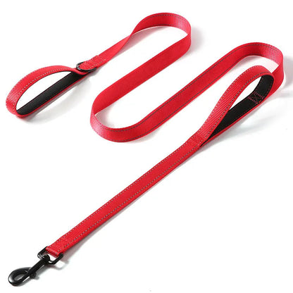 Heavy-Duty Double Handle Dog Leash – Reflective Nylon Lead for Training, Control & Safe Walks - Top Dogg Brand