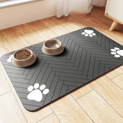 Absorbent Pet Feeding Mat for Food & Water Bowls – Waterproof Rubber Backing, - Top Dogg Brand