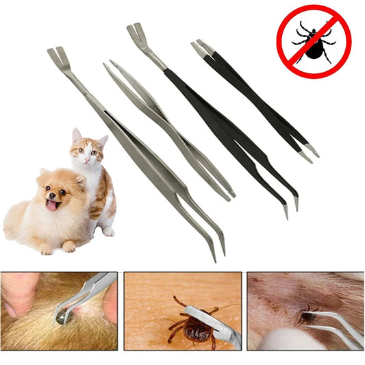 Stainless Steel Tick & Flea Remover Tool for Dogs & Cats – Safe, Painless Pet Grooming Tweezers - Top Dogg Brand