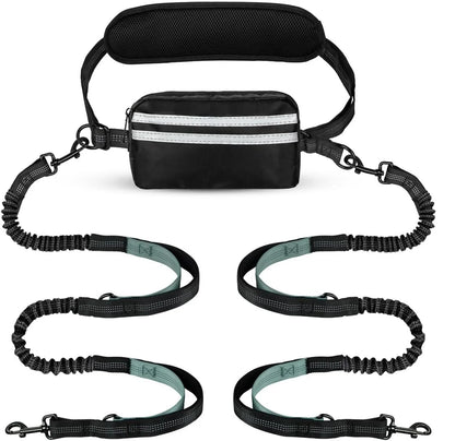 Hands-Free Double Dog Leash with Waist Belt & Pouch - Top Dogg Brand
