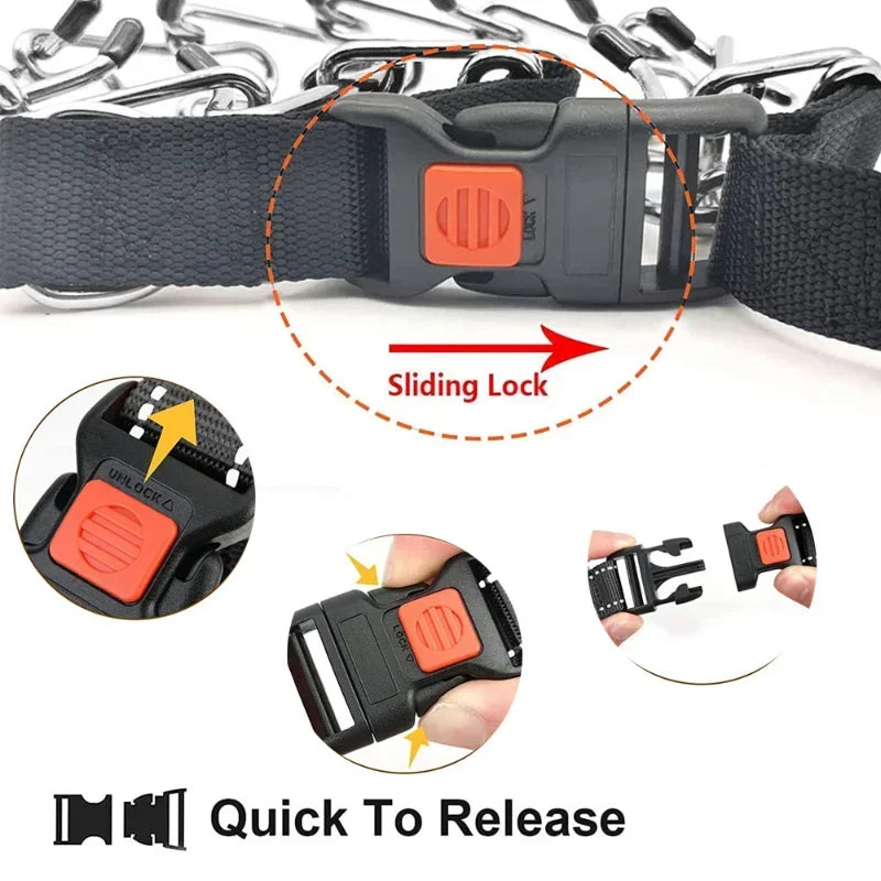 Dog Training Collar Prong Collar with Quick Release Buckle & Nylon Cover Pet Dog Spike Pinch Collar - Top Dogg Brand