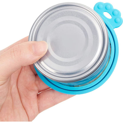 2pcs/set Reusable Pet Food Can Cover Silicone Dogs Cats Storage Tin Cap Lid Seal Cover with Spoon - Top Dogg Brand